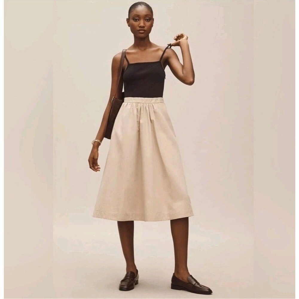 Anthropologie Maeve Sleeveless Rib Poplin Twofer Fitted Midi Dress Size Small